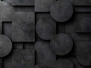 Wall Mural - A modern abstract pattern featuring a mix of geometric shapes in dark tones, perfect for backgrounds or artistic projects.