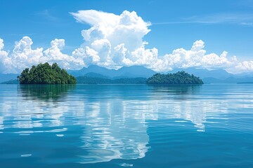 Panoramic beautiful seascape with cloud on a sunny day.