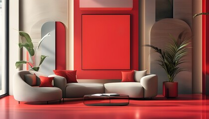 Wall Mural - Vibrant Scarlet Backdrop for Creative Advertising and Business Promotions