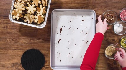 Wall Mural - Making Star-Shaped Cookies with Chocolate and Peppermint Chips