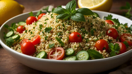 Delicious Healthy Vegan Organic Taboule, a Lebanese salad