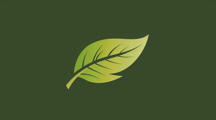 A simple, green leaf design on a dark green background.