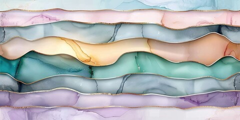 Wall Mural - Sharp lines of gold contrast with the gentle blend of blues and purples, creating an abstract, dreamlike backdrop with dynamic colors.