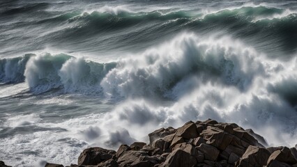 Wall Mural - waves on the rocks