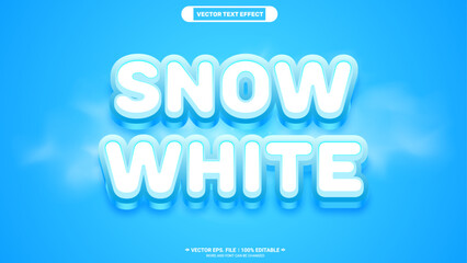 Aufkleber - Snow white shiny cool 3d editable text style effect with winter fog background