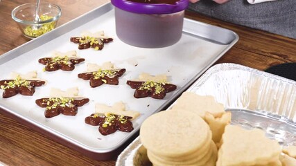 Canvas Print - Making Star-Shaped Cookies with Chocolate and Peppermint Chips