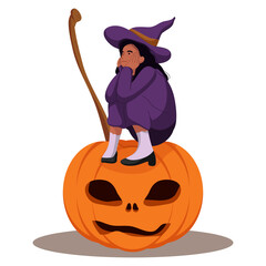 Halloween Girl with Witch Costume