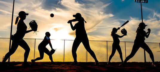 Sticker - softball silhouettes