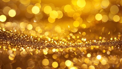 Wall Mural - with vibrant and captivating golden glitter abstract background and bokeh lights, this image exudes 