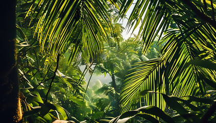 Wall Mural - Xishuangbanna palm beauty, tropical tree sway