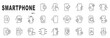 © tutti_frutti - Set of smartphone related line icons. Device, message, phone, call, app, screen etc. Editable stroke