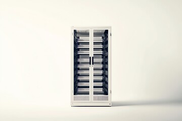 Poster - White Server Cabinet With Glass Doors and Multiple Shelves