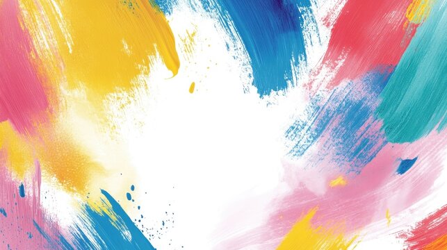 A bright, colorful layout with artistic brush strokes, leaving ample room for personalized text in the center.