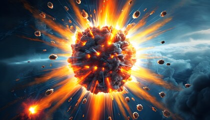 Wall Mural - Nuclear Catastrophe: A Dramatic Illustration of an Atomic Explosion and Its Devastating Impact