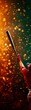 © eaglesky - A baseball player is swinging a bat in the air. The image is a close up of the batter, with the bat and the ball in the foreground. The background is a blurry, colorful explosion of sparks