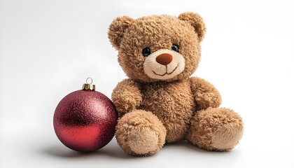 Wall Mural - a teddy bear and a red ornament

