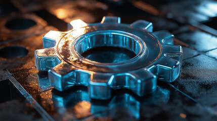 3D icon of a gear in holographic style