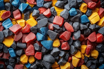 colorful mix of recycled plastic granules closeup of varied textures and hues symbolizing sustainability and environmental responsibility