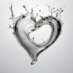 Sticker - Silver liquid splash art water heart.