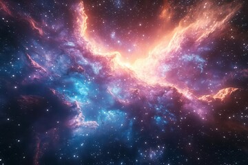 Wall Mural - cosmic explosion in deep space swirling neon blue and purple energies streaks of light galactic scale abstract 3d render vibrant and ethereal