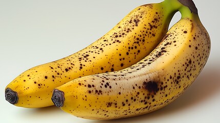 Wall Mural - Ripe speckled bananas isolated on white background