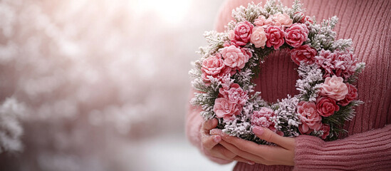 Wall Mural - Christmas wreath and frost.