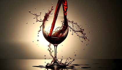 Wall Mural - Captivating splash of red wine in a glass, showcasing stunning patterns of light and movement.