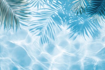 Poster - Palm leaves shadow on water leaf background tropical.