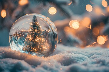 Step into a magical Winter Wonderland Snow Globe, where Christmas lights create a joyous and enchanting atmosphere, capturing the spirit of the festive season with wonder and delight