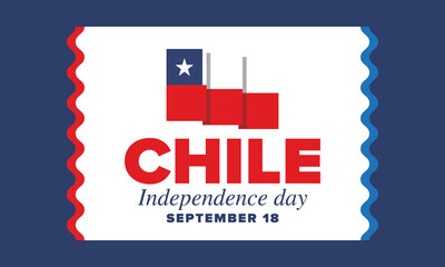 Wall Mural - Chile Independence Day. Happy national holiday Fiestas Patrias. Freedom day. Celebrate annual in September 18. Chile flag. Patriotic chilean design. Poster, card, banner, template, background. Vector