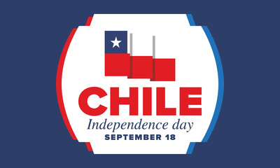 Wall Mural - Chile Independence Day. Happy national holiday Fiestas Patrias. Freedom day. Celebrate annual in September 18. Chile flag. Patriotic chilean design. Poster, card, banner, template, background. Vector