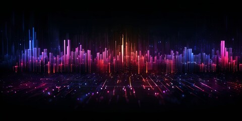 Aufkleber - A city skyline with a purple and orange background