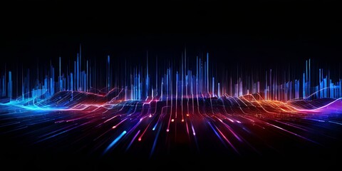 Poster - A colorful, abstract image of a cityscape with buildings and lights