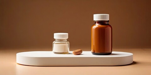 Poster - Two bottles of medicine are on a white tray