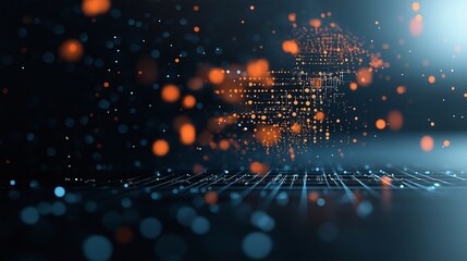 Poster - Digital Dawn: A mesmerizing spectacle of glowing data points forming an ethereal globe, symbolizing the dawn of a new technological era against a backdrop of intricate circuitry