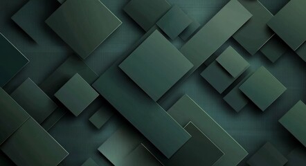 Wall Mural - Abstract green geometric shapes arranged on a textured surface creating depth and dimension