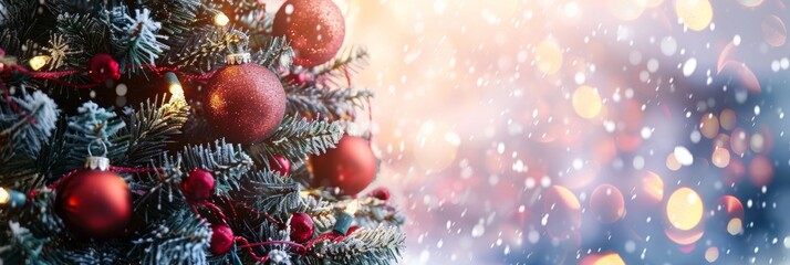 Wall Mural - step into the enchanting beauty of a winter wonderland, where a christmas tree sparkles with festive