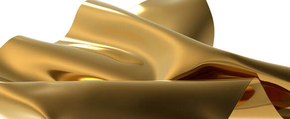 A golden wave of fabric shimmering with light