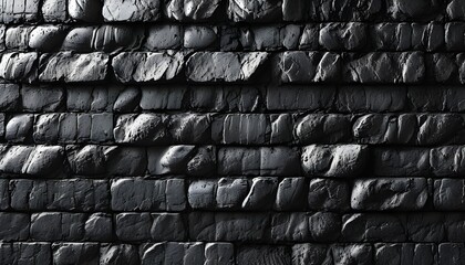 Wall Mural - vintage black brick wall texture with weathered character and urban charm