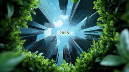 Wall Mural - A futuristic cityscape with green technology and 