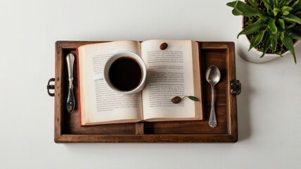 cup of coffee and book