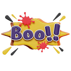 3D Icon of Boo Sticker for Halloween Festival