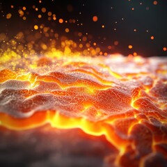 Poster - Abstract Red Hot Lava Flowing With Glowing Sparks