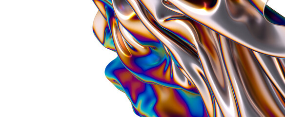 Poster - Metallic fabric with an iridescent sheen flowing gracefully