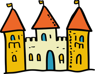 Colorful Cartoon Castle Illustration with Towers