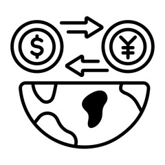 Poster - A line style icon of currency exchange 