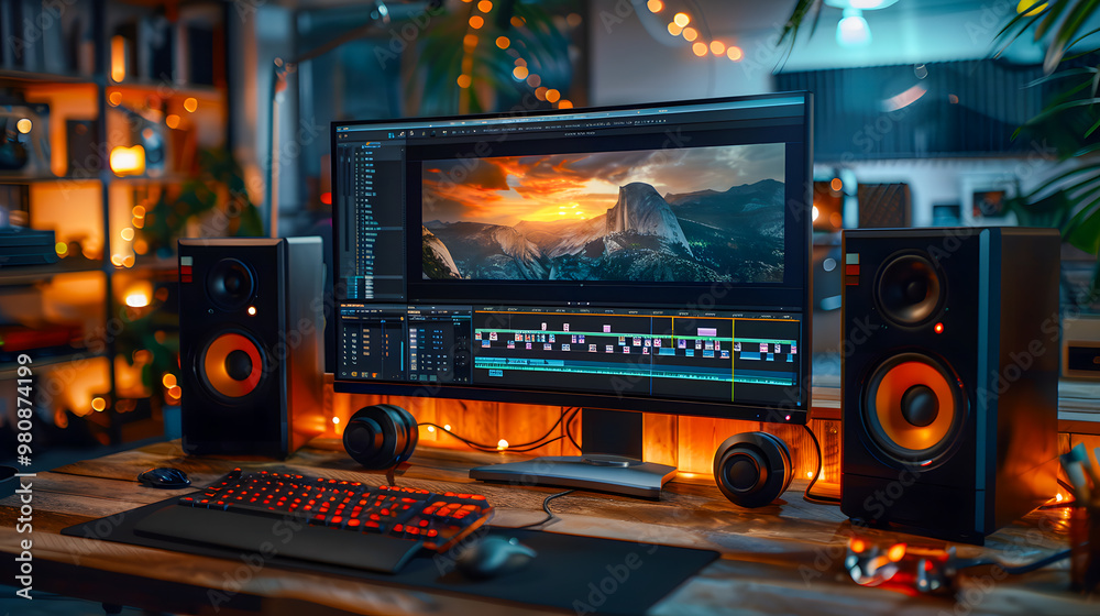 A close-up photo of a computer screen showing video clips being ...
