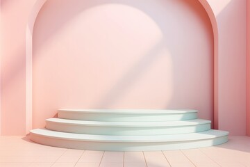 Wall Mural - Pastel tone architecture staircase building.