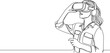 © Christian Horz - continuous single line drawing of woman wearing VR headset, line art vector illustration