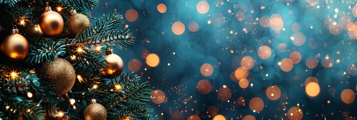 Wall Mural - experience a delightful holiday setting with a beautiful christmas tree and sparkling lights in the 